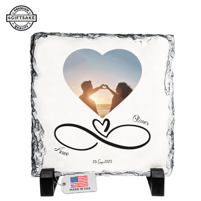 Infinity Love-Slate – Fully Customizable Stone Plaque Frame for Couples – Valentine’s Day Gift