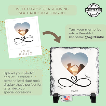 Infinity Love-Slate – Fully Customizable Stone Plaque Frame for Couples – Valentine’s Day Gift