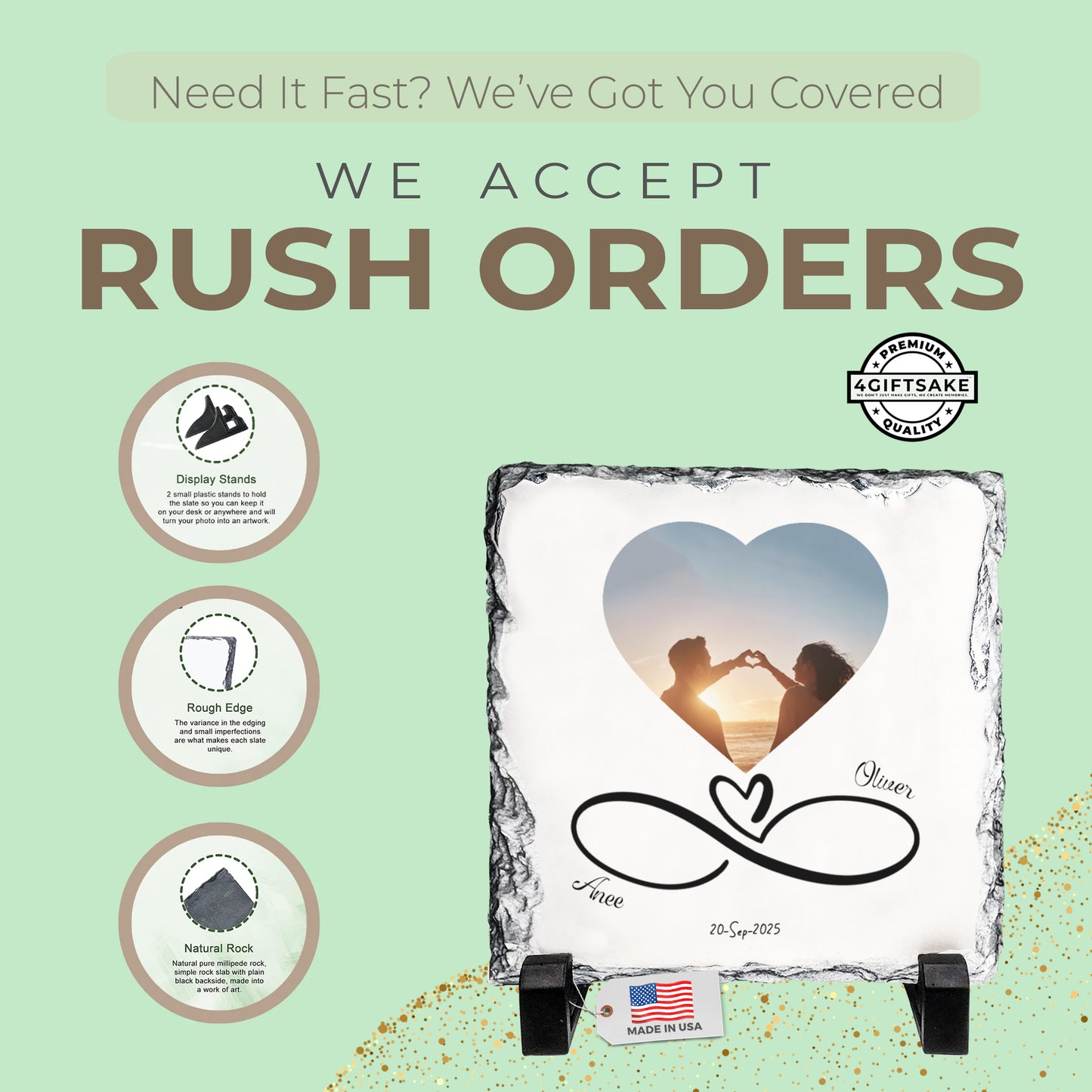 Infinity Love-Slate – Fully Customizable Stone Plaque Frame for Couples – Valentine’s Day Gift