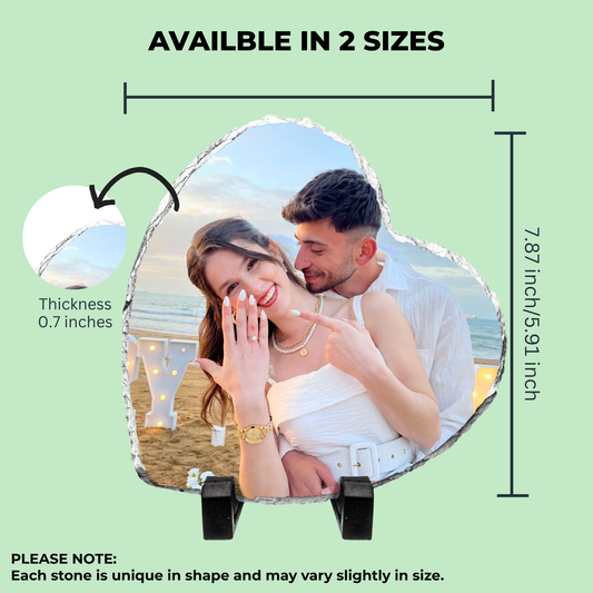 Heart-Shaped Personalized Photo Rock Slate Frame - Personalized Photo Gifts Stone Plaque - Custom Photo Gifts for Valentine’s Day