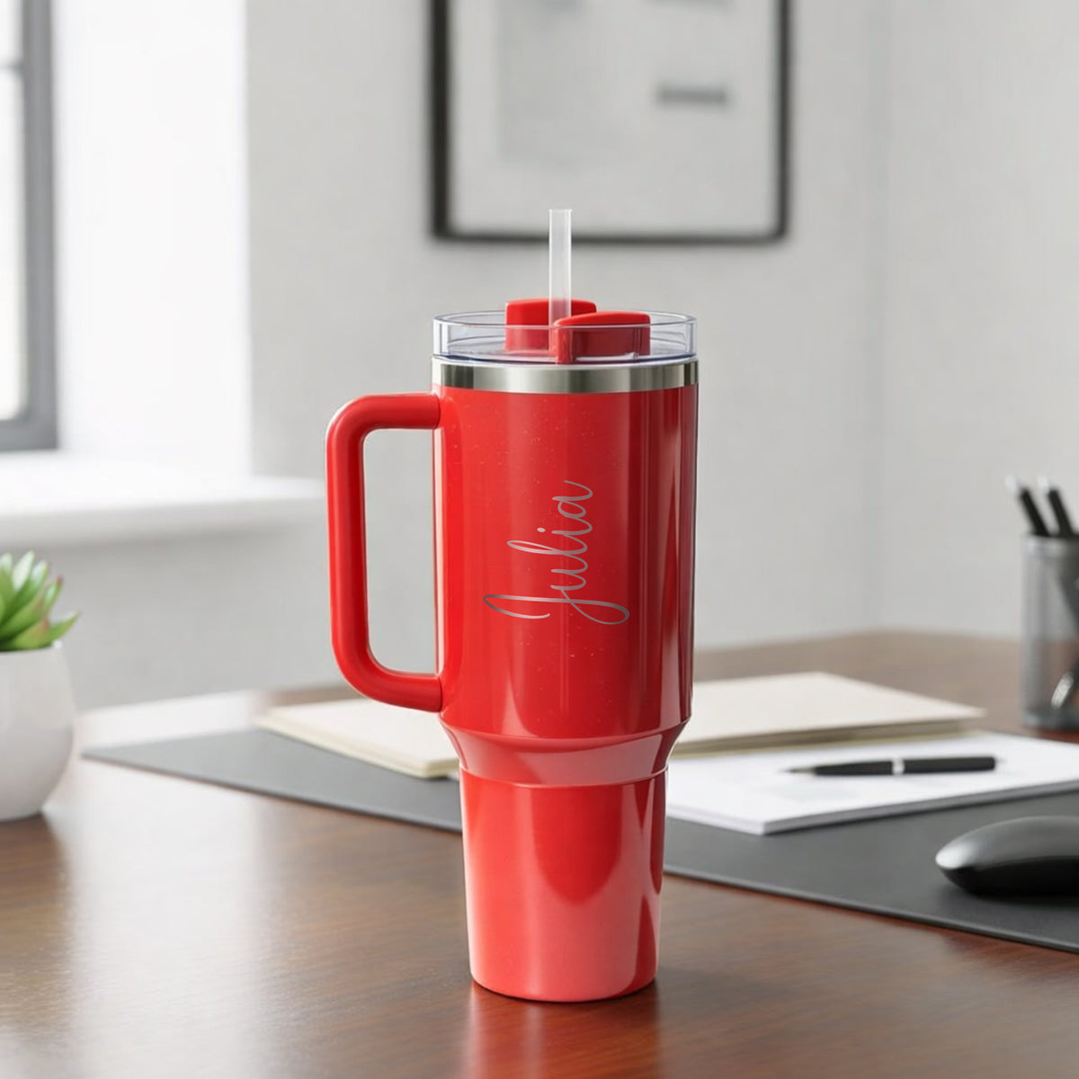 Personalized STANLEY 40oz Stainless Steel H2.0 Flowstate Quencher Tumbler Limited Edition - Red Delicious