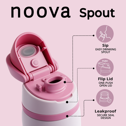 Pink 26oz  NOOVA Insulated Water Bottle Leak-Proof Insulated Stainless Steel Tumbler with Straw Sports Water Bottle Cold 24h Hot 18h Thermos Travel Gift Beach Gym Accessories
