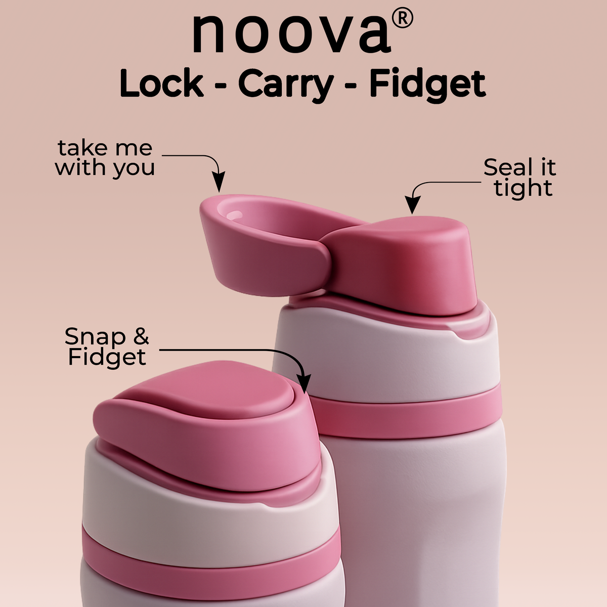 Pink 26oz  NOOVA Insulated Water Bottle Leak-Proof Insulated Stainless Steel Tumbler with Straw Sports Water Bottle Cold 24h Hot 18h Thermos Travel Gift Beach Gym Accessories