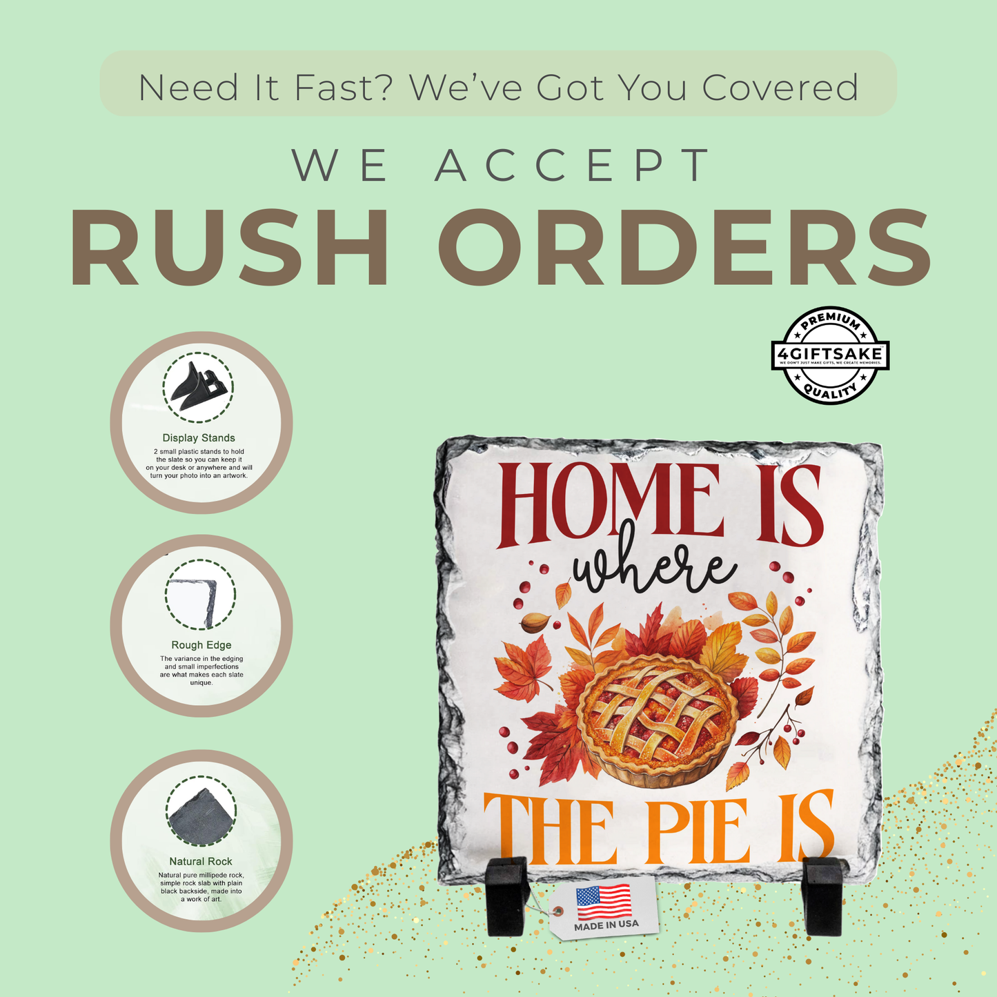 Home Is Where The Pie Is - Seasonal Stone Plaque For Fall