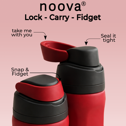 RED noova Insulated Water Bottle Leak-Proof Insulated Stainless Steel Tumbler Sports Water Bottle Keep Cold 24h Hot 18h Thermos Travel Gift Beach & Gym Accessories