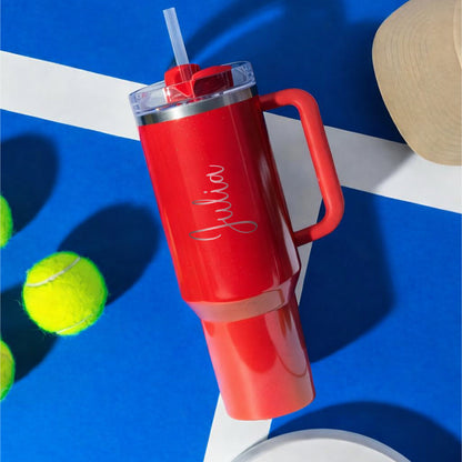 Personalized STANLEY 40oz Stainless Steel H2.0 Flowstate Quencher Tumbler Limited Edition - Red Delicious