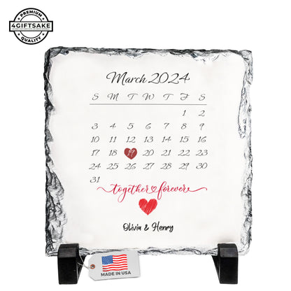 Personalized Rock Slate Gift – The Day We Met Calendar with Custom Names