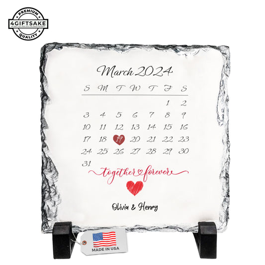Personalized Rock Slate Gift – The Day We Met Calendar with Custom Names