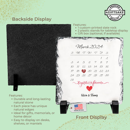Personalized Rock Slate Gift – The Day We Met Calendar with Custom Names