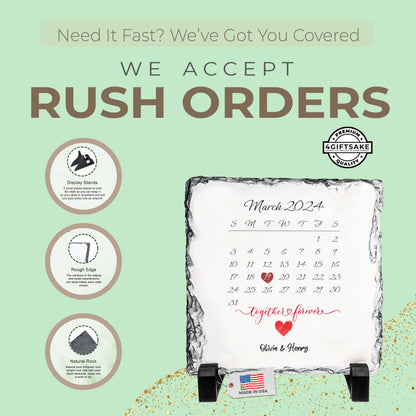 Personalized Rock Slate Gift – The Day We Met Calendar with Custom Names