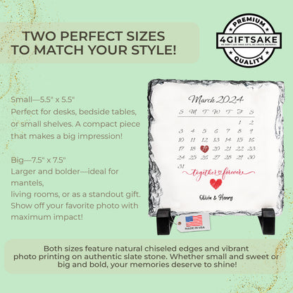 Personalized Rock Slate Gift – The Day We Met Calendar with Custom Names