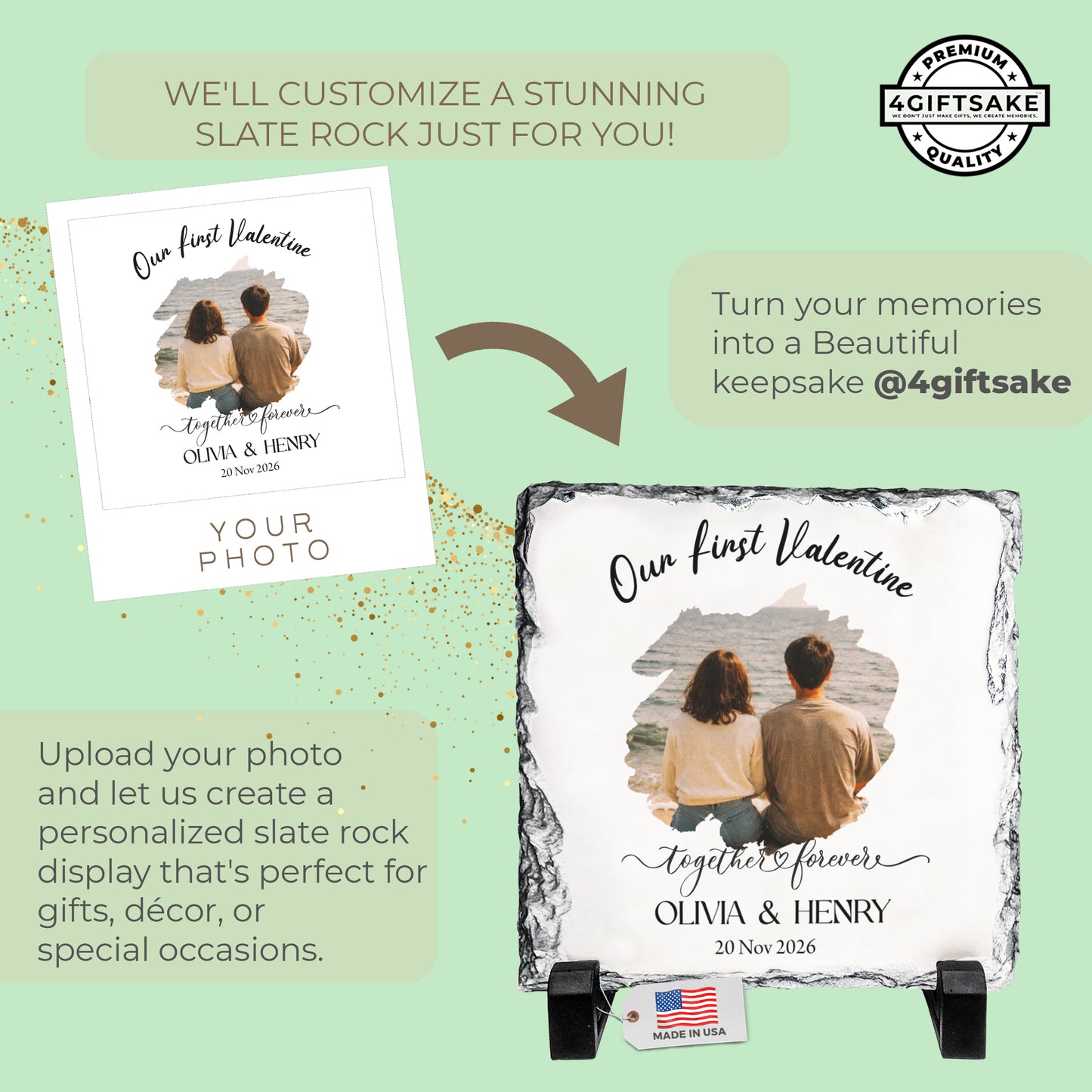 "Together Forever" Custom Stone Plaque - The Perfect Valentine's Day Gift
