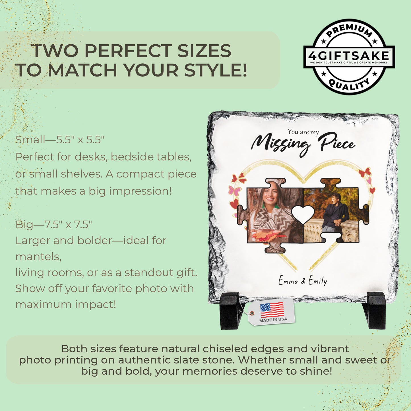 Personalized “You Are My Missing Piece” Puzzle Couple Rock Slate – Custom Photo Stone Plaque