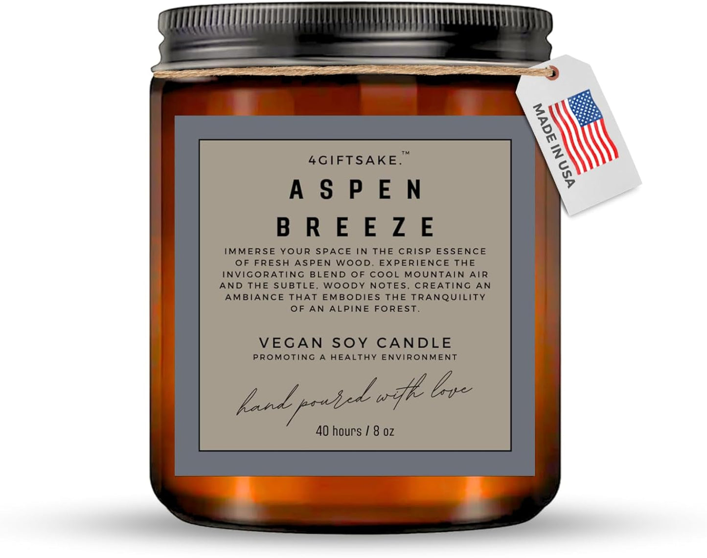 Aspen Breeze - 8oz Hand-made Scented Candle by 4Giftsake