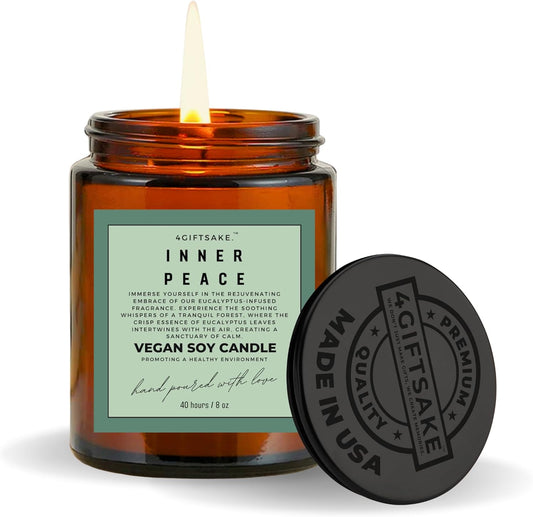 Inner Peace - 8oz Hand-made Scented Candle by 4Giftsake