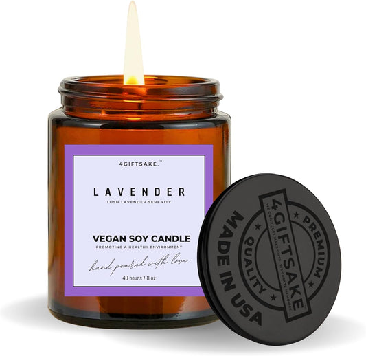Lavender - 8oz Hand-made Scented Candle by 4Giftsake