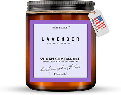 Lavender - 8oz Hand-made Scented Candle by 4Giftsake