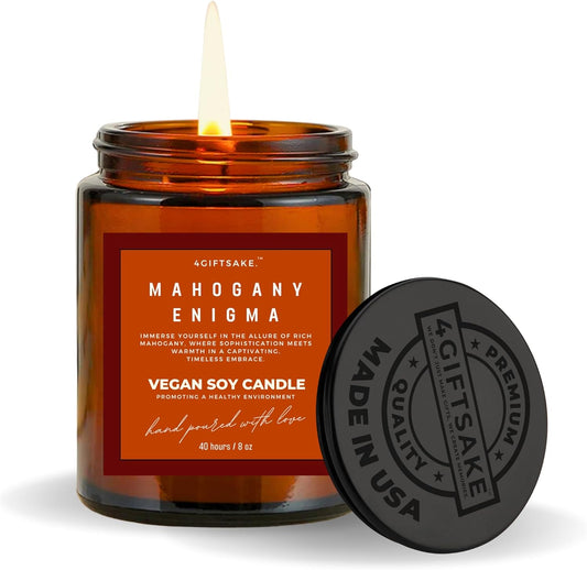 Mahogany Enigma - 8oz Hand-made Scented Candle by 4Giftsake