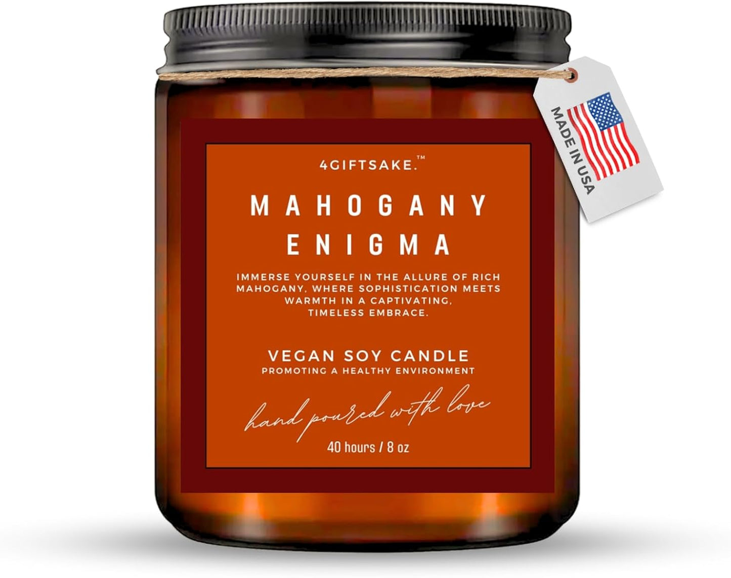 Mahogany Enigma - 8oz Hand-made Scented Candle by 4Giftsake