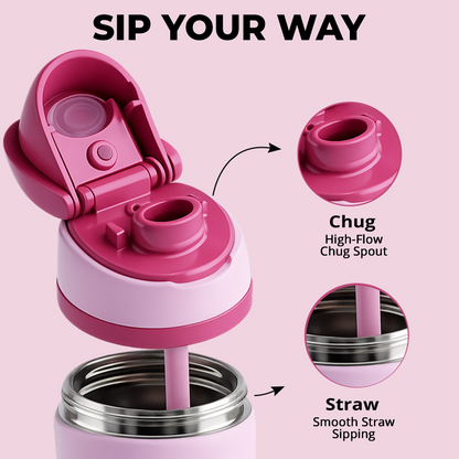 Pink 26oz  NOOVA Insulated Water Bottle Leak-Proof Insulated Stainless Steel Tumbler with Straw Sports Water Bottle Cold 24h Hot 18h Thermos Travel Gift Beach Gym Accessories