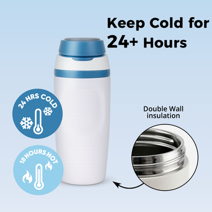 Sand Teal  16oz NOOVA Insulated Water Bottle Leak-Proof Insulated Stainless Steel Tumbler with Straw Sports Water Bottle Cold 24h Hot18h Thermos Travel Gift Beach Gym Accessories for Women Men Kids Cup